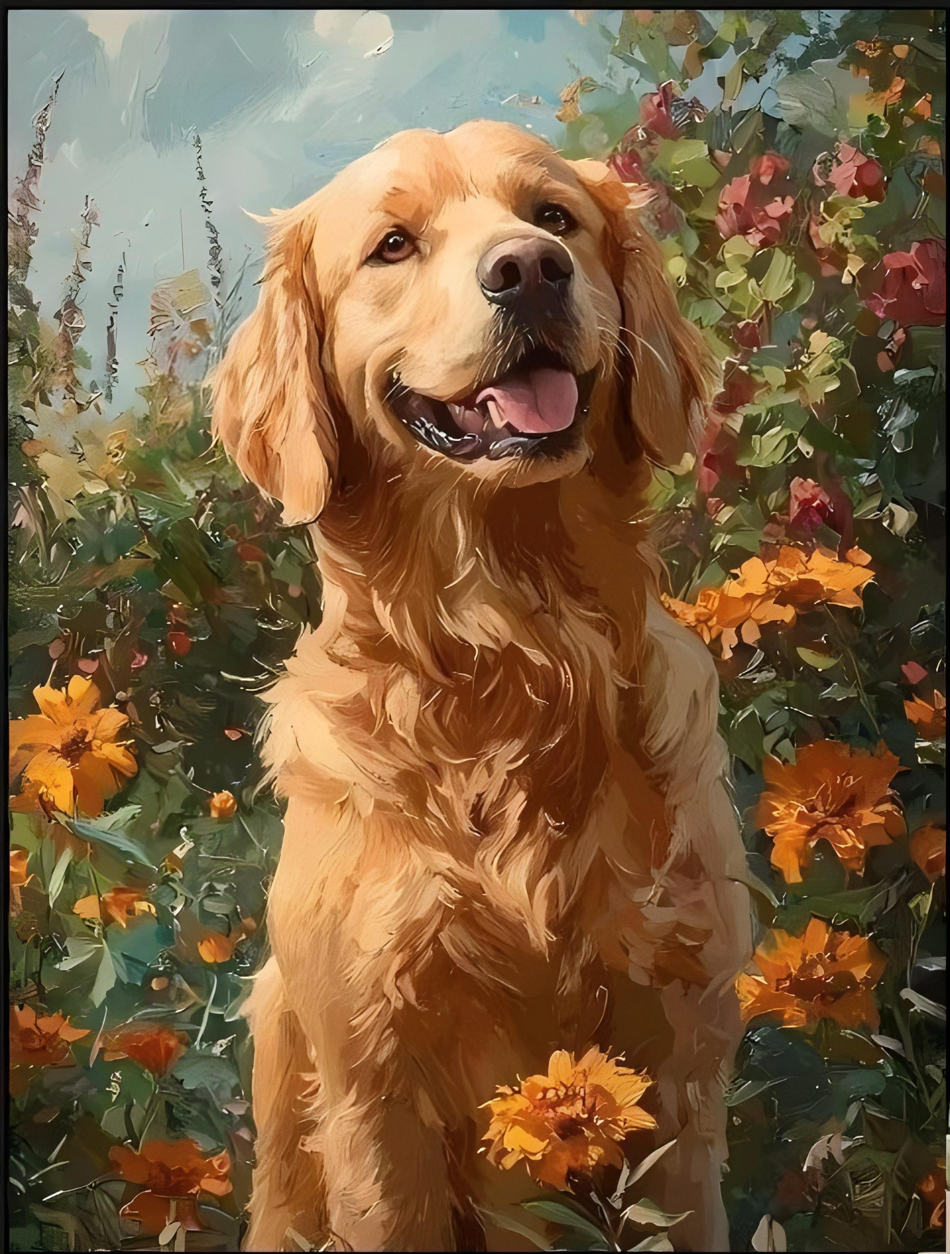 Garden-Flower Scenery Style Pet Portraits
