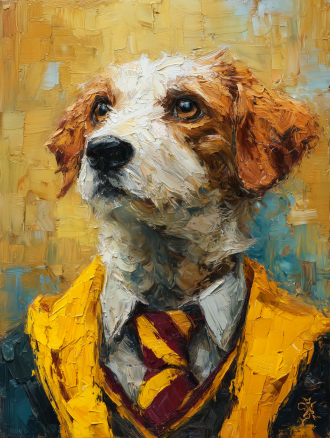 Hogwarts Uniform Hufflepuff-Costume Change Style Pet Portraits